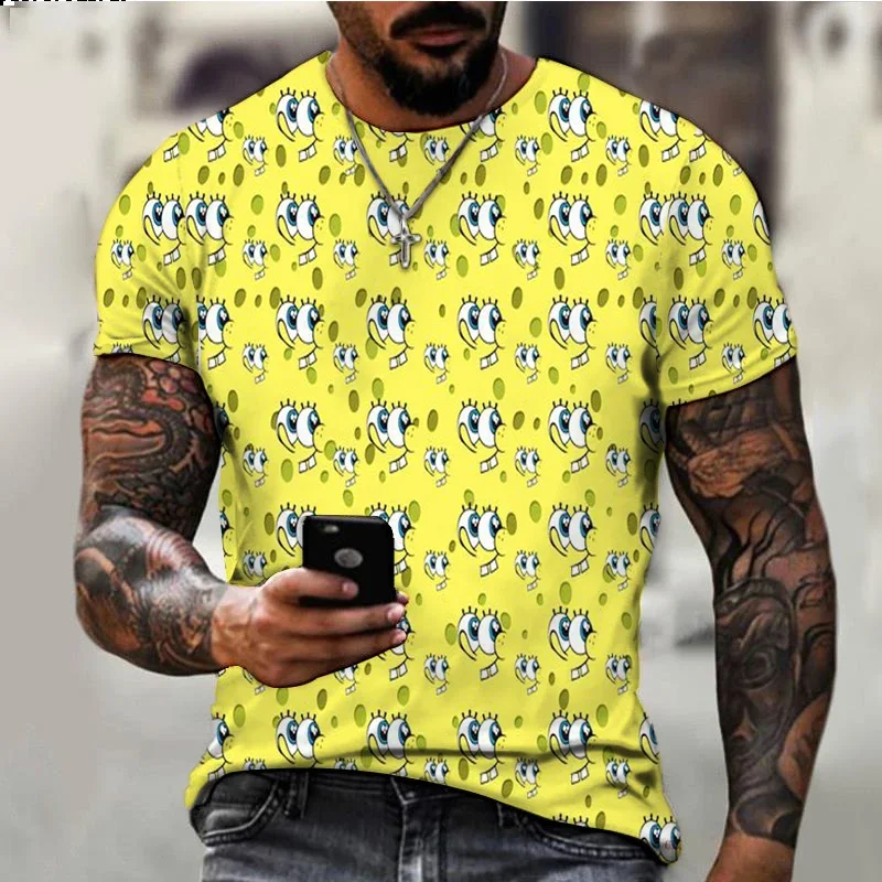 2024 Summer SpongeBob Tshirt Kids New Fashion Brand All-match Men Women T-shirt Cartoon Print Children's Harajuku Casual T-shirt 4