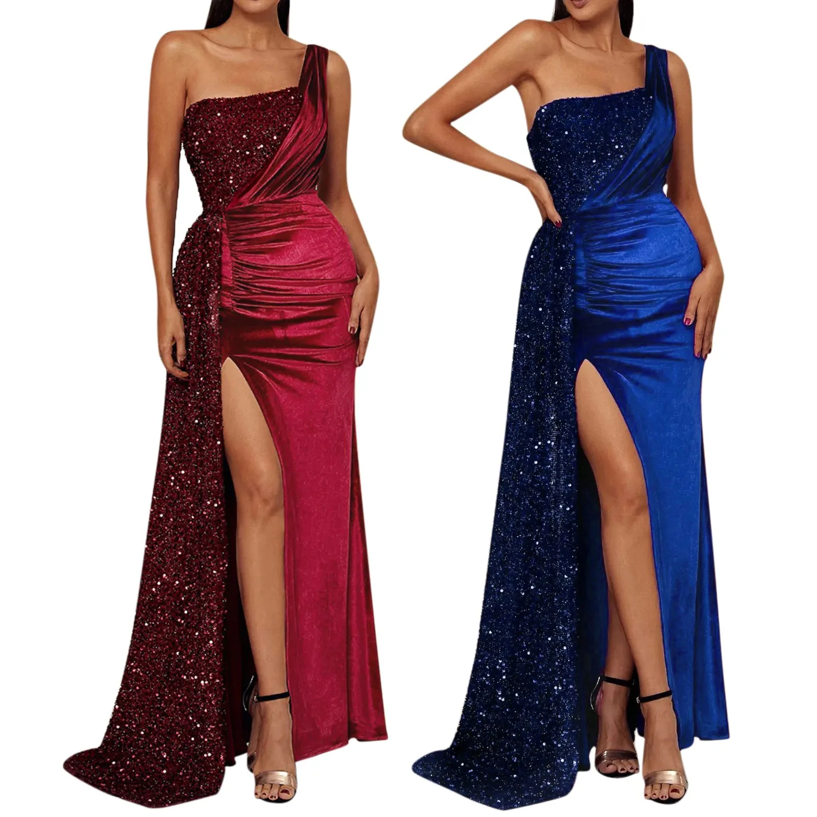 

Women's Luxury Dress 2023 Single Shoulder Evening Party Dress Sexy Fish Tail Banquet Temperament Ladies Dress Elegant Fashion