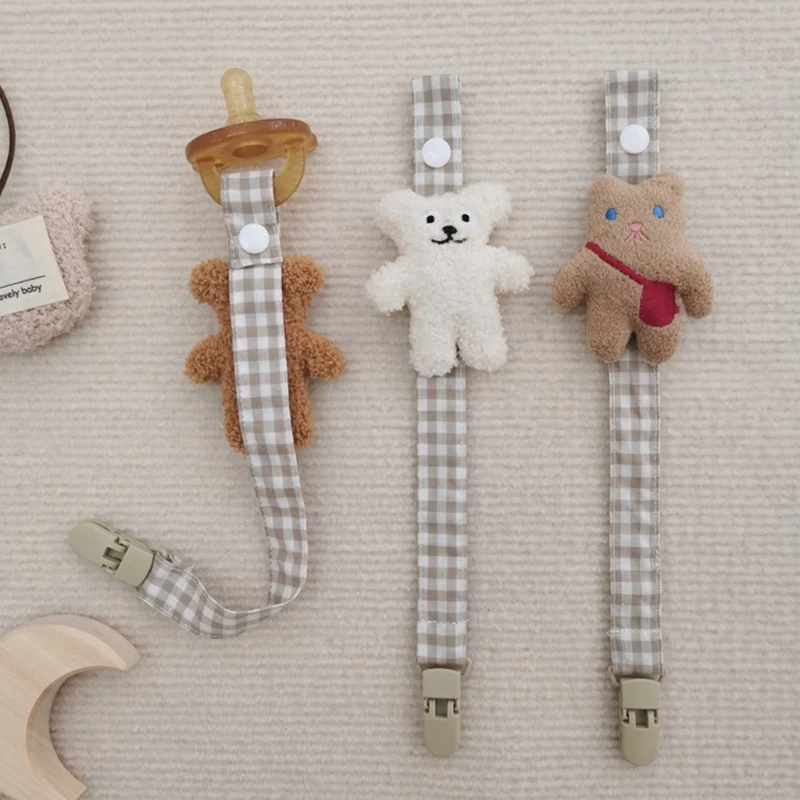 

Plaid Print Baby Pacifier Clip Chain Anti-lost Soother Toy Anti-drop Buckle Strap Lanyard for Infant Shower Gift