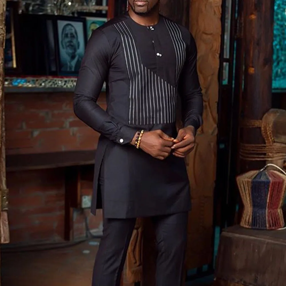 Spring Summer African Men Long Sleeve Polyester Plus Size T-shirts Dashiki M-4XL