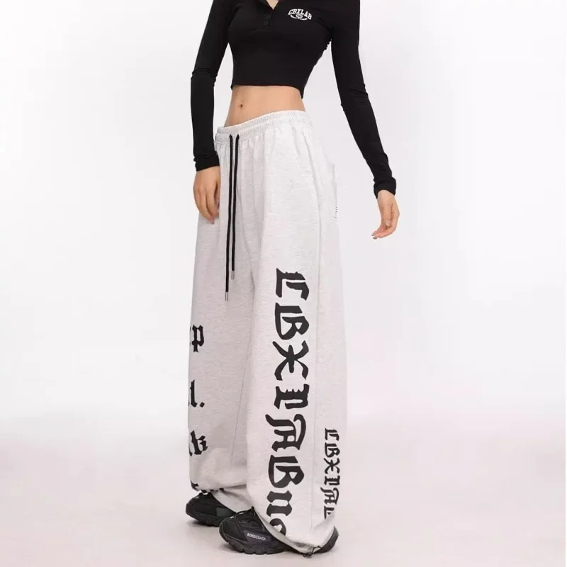 High Waist Drawstring Loose Hiphop Dance Sport Pants Women's Style Jazz Dancing Trousers Casual Skateboard Long Pants