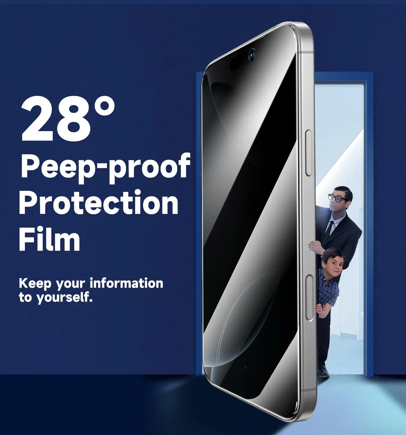 Privacy Tempered Glass Screen Protector with Auto Dust Elimination