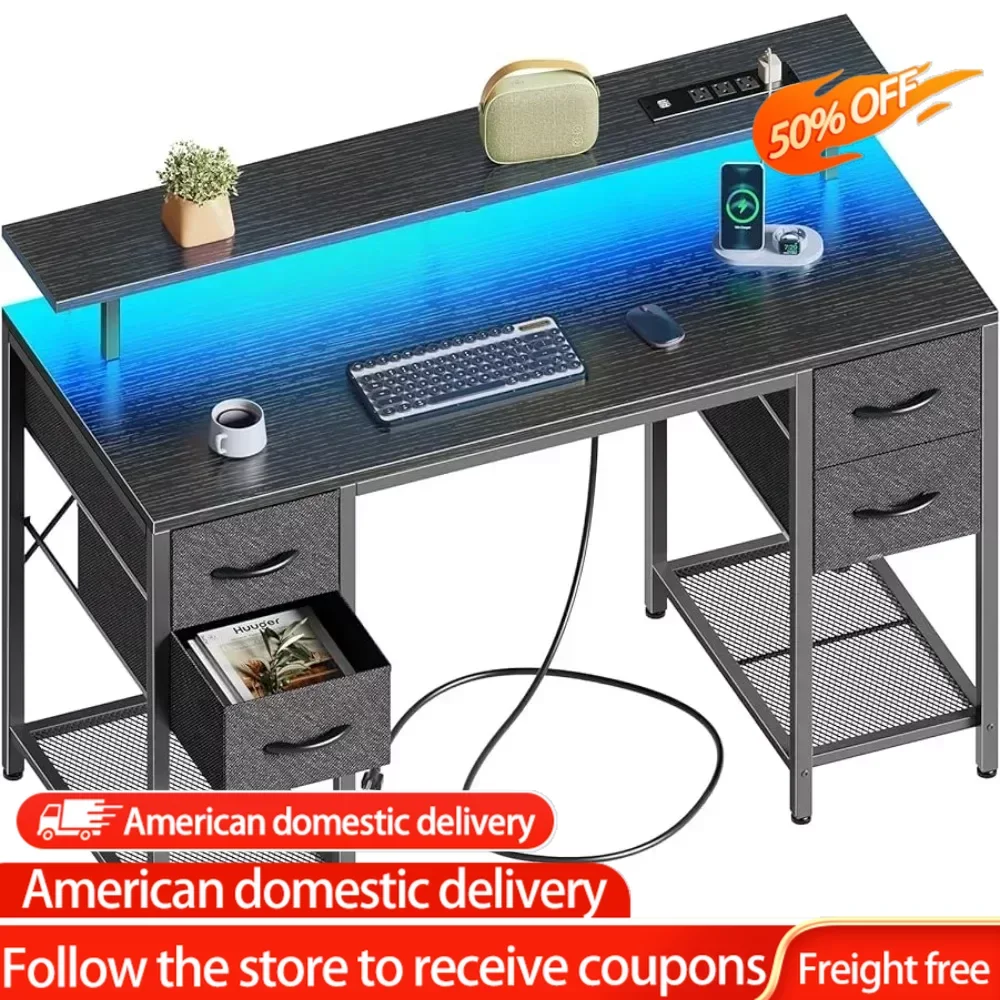 47 Inch Computer Desk With 4 Drawers Work From Home Office Desk With Large Storage Space for Bedroom Gaming Table Furniture astronomical from quarks to quasars the science of space at its strangest