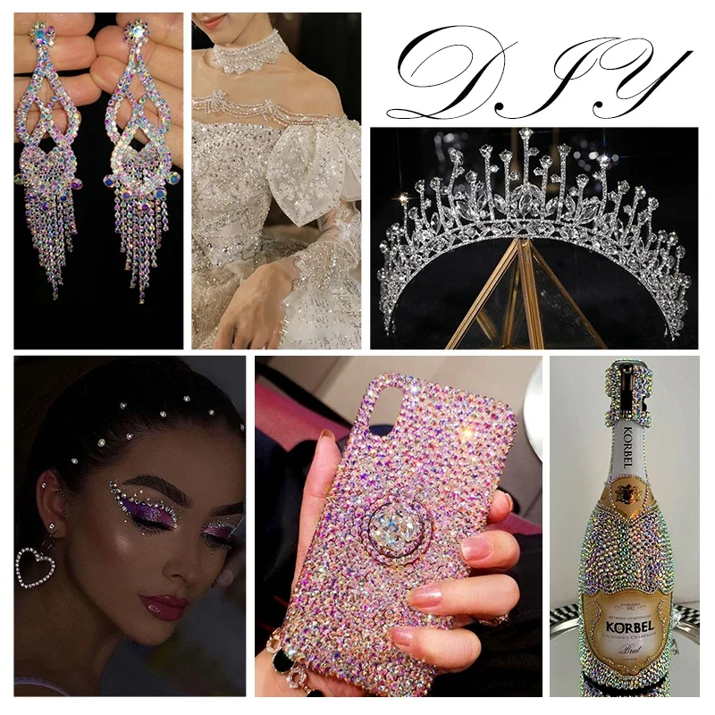 SS4-SS34 Grau/Schwarzer Diamant-Glas-Edelstein für Kleidung, Dekoration, flache Rückseite, nicht Hotfix, Strass, zum Aufkleben auf Nail Art Strasssteinen – Detail 5