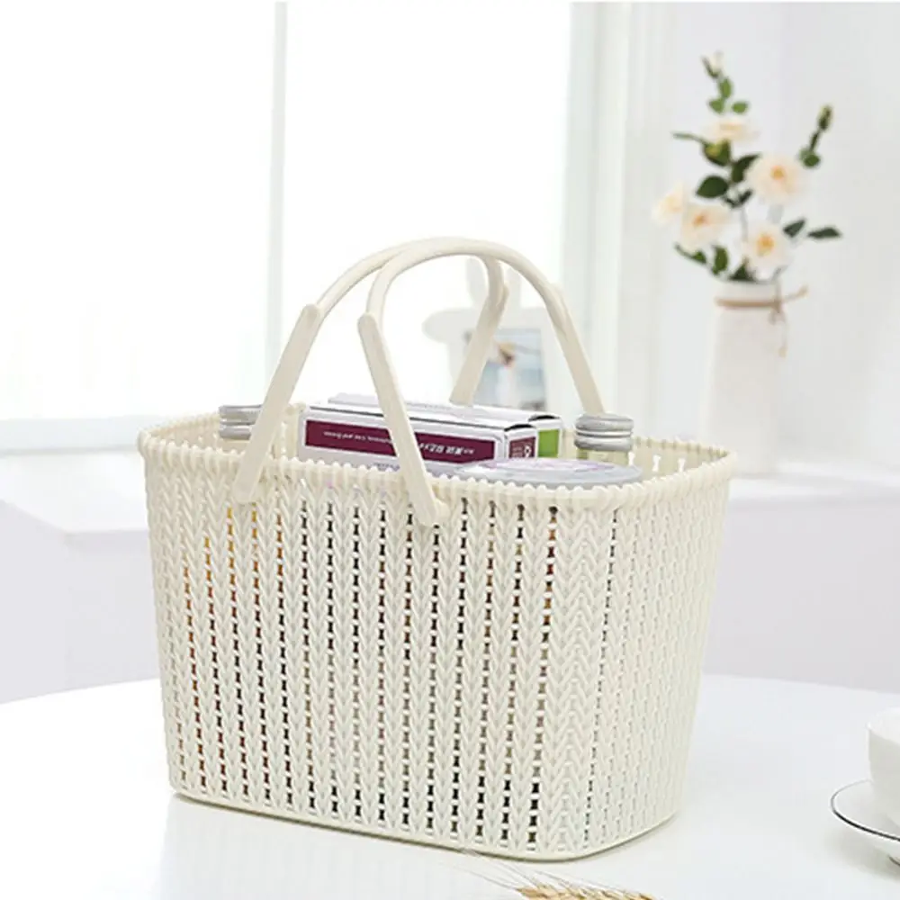 Shower Caddy Basket with Handle Bath Basket Hollow Out Stackable Plastic Storage Basket Large Capacity for Bathroom