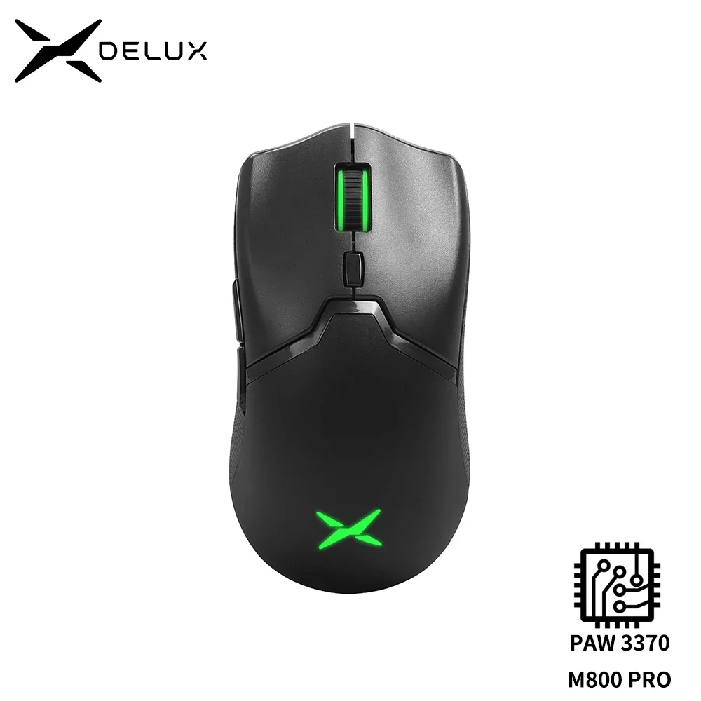 Delux M800PRO PAW3370 RGB Optical Wireless Gaming Mouse 19000 DPI Wired Programmable Ergonomic Mice Rechargeable For Windows Mac