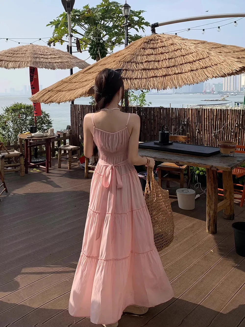 French Elegant Dresses for Women Solid Spaghetti Strap Summer New Ruffles A-line Casual Korean Chic Midi Vestidos Mujer