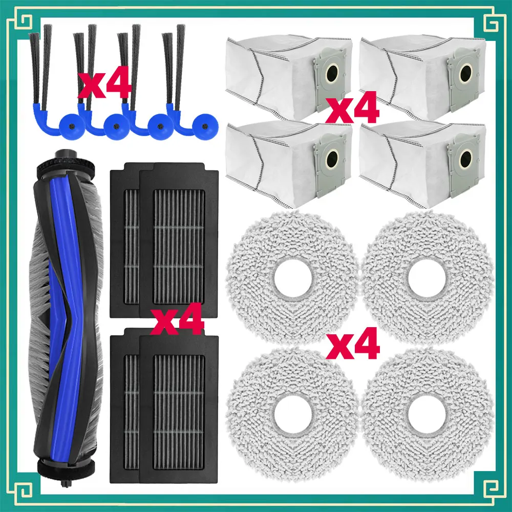 Accessori per ECOVACS DEEBOT T30C Pro Omni ricambio aspirapolvere,1 spazzola principale, 4 Panni per mocio, 4 filtri, 4 sacchetti per la polvere, 4 spazzole laterali(Non compatibile con T30C Omni