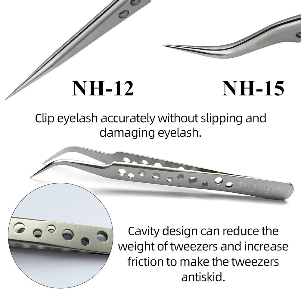 Eyelash tweezers NAGARAKU false eyelashes makeup stainless steel professional