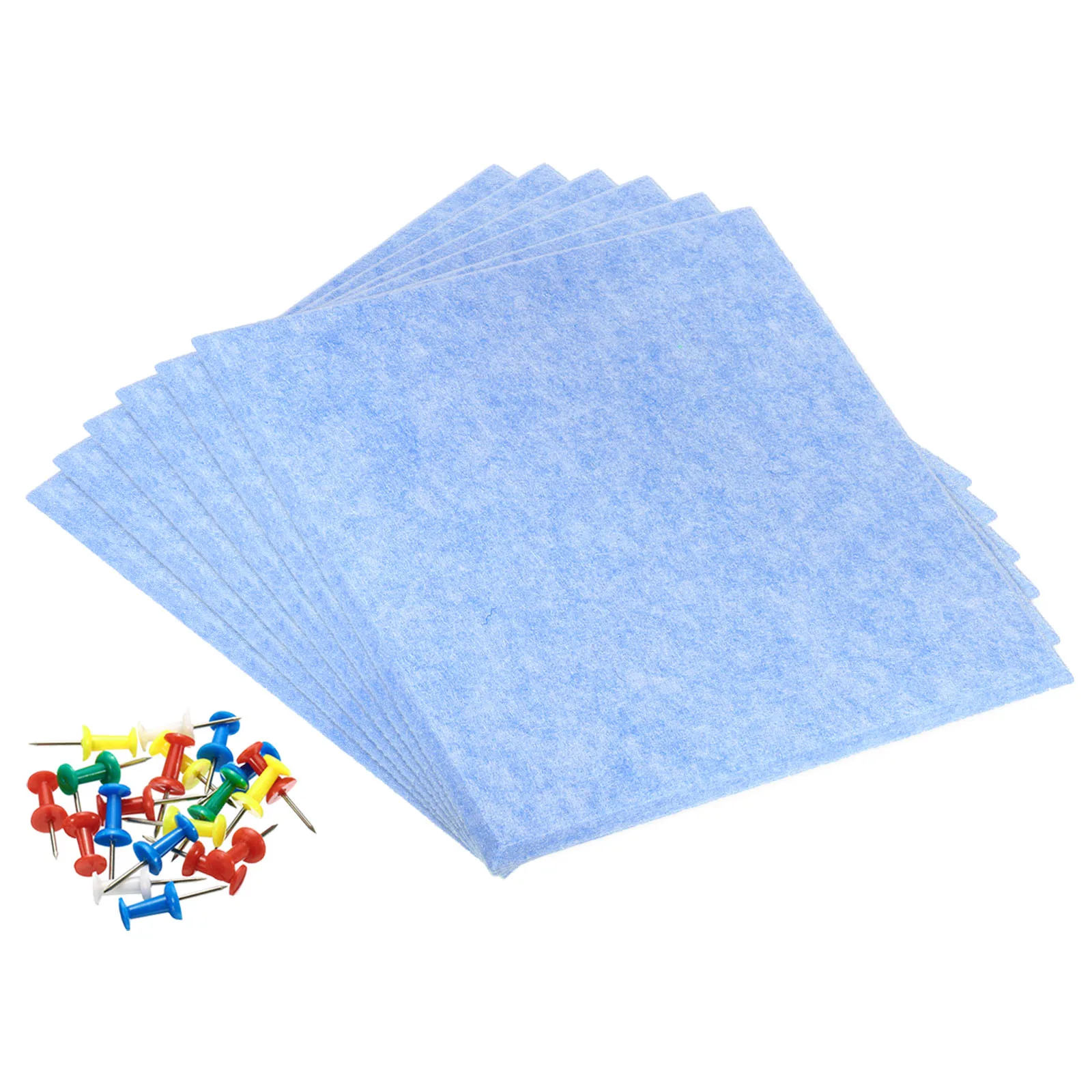 6Pcs Felt Bulletin Message Board Felt Board Tile Self Adhesive Square Wall Message Cork Pin Bulletin with Push Pins