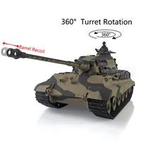 HENG LONG Tiger II 1/16 7.0 Plastic King Tiger Barrel Recoil RTR RC Tank 3888A 360° Turret Machine Gun Tracks Toys TH19736 1