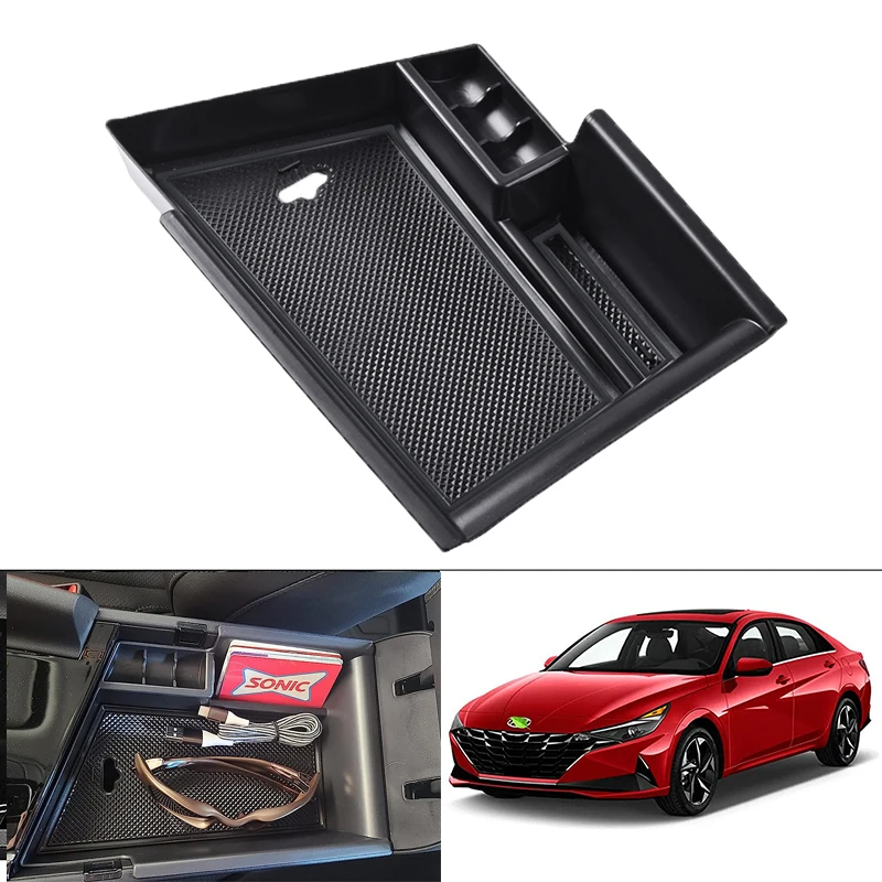 

For Hyundai Elantra 2021 2022 2023 Armrest Storage Box Container Armrest Secondary Storage Glove Box (NOT Fit Manual Hand Break)