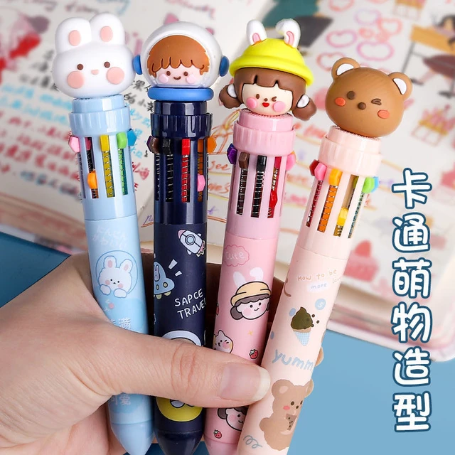Multi Colors Gel Ink Pen Cute Warm Color Style Pin Type 10 Set