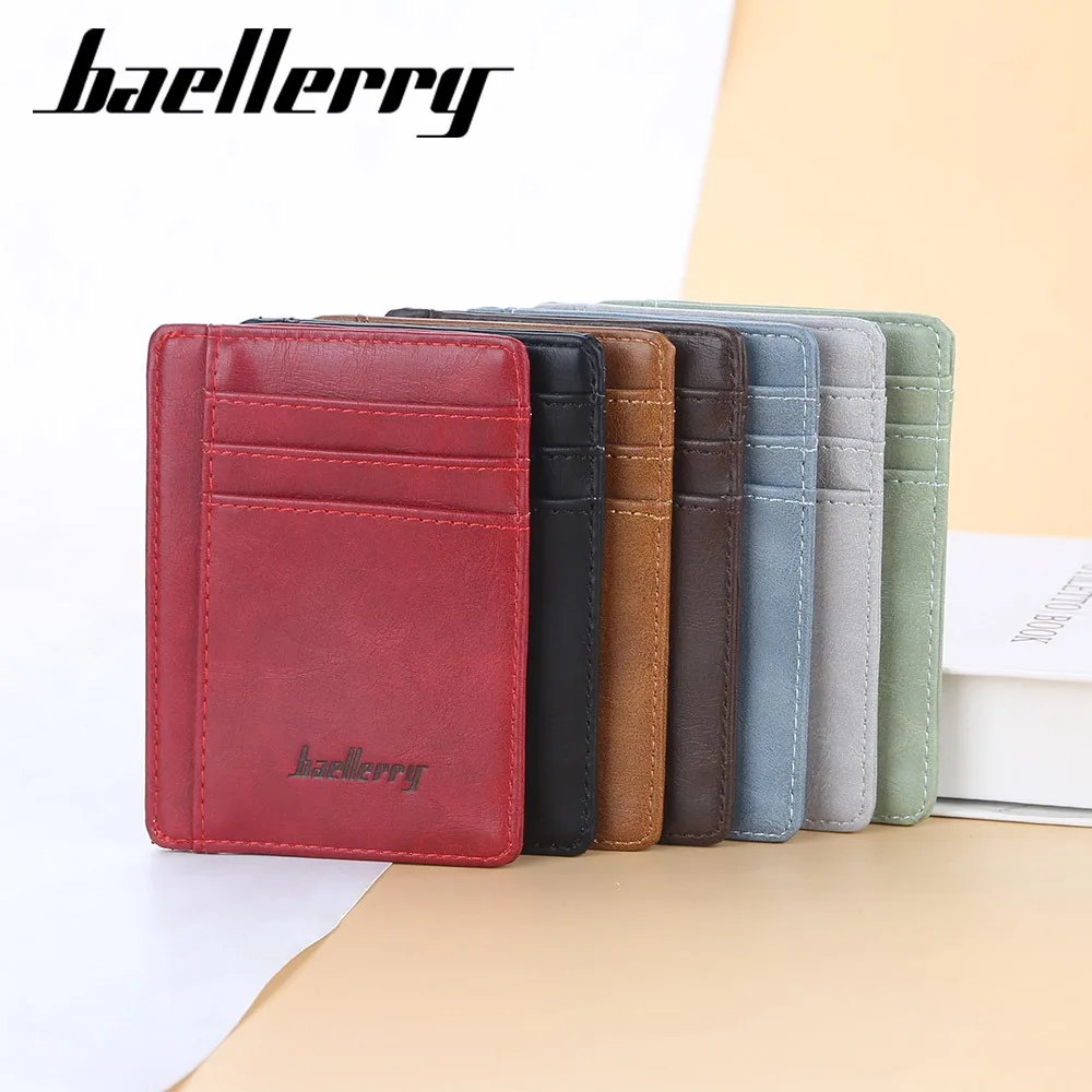 Slim Multi-Functional Wallet Men - Baellerry Pu Leather 8-Slot Card Case + Cash Pocket