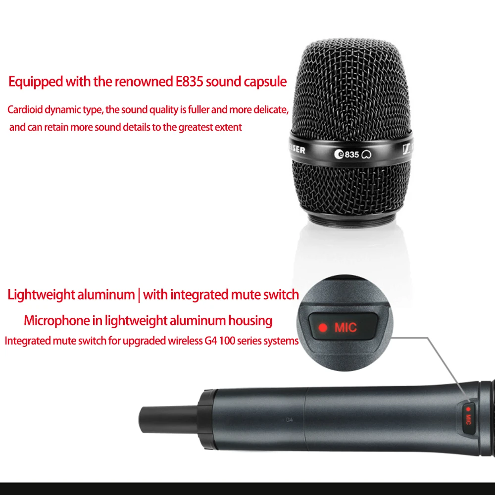 Paulkitson EW135g4 EW100g4 Professional Wireless Microphone System With E835s Haneheld Bodypack Headset Uhf True Diversity Mic