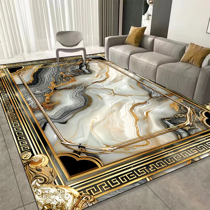 Modern Golden Frame Luxury Area Rug 1