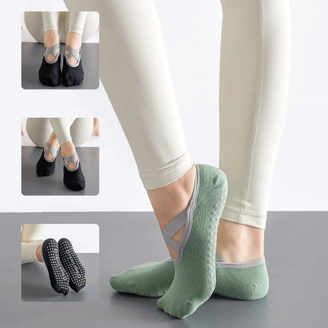Non-Slip Cross Bandage Yoga Socks Backless Five Toes Pilates Sock Grips  Cotton Ballet Dance Fitness Sport Sock Slipper - AliExpress