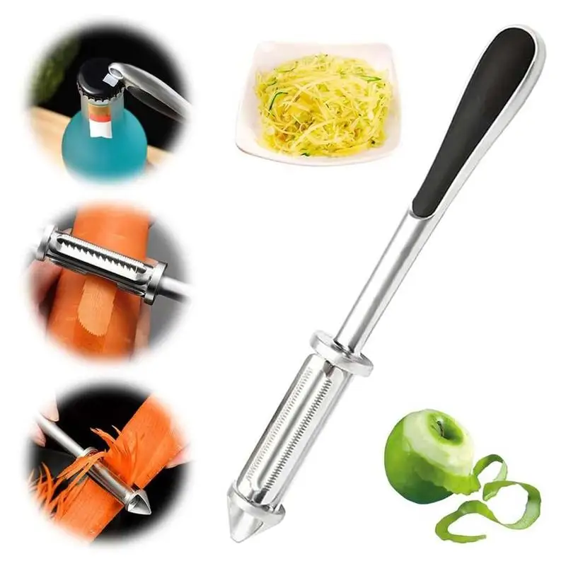 

5-in-1 Vegetable and Fruit Peeler All-In-One Vegetable Peeler Stainless Steel Handle Grater Kitchen Gadget for Cucumber Carrot