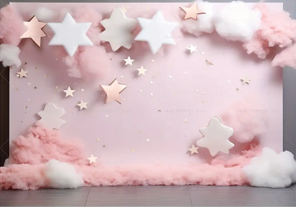 Golden Stars Clouds Shnng Lghts Vnyl Photography Backdrops Blue Sky - View #6