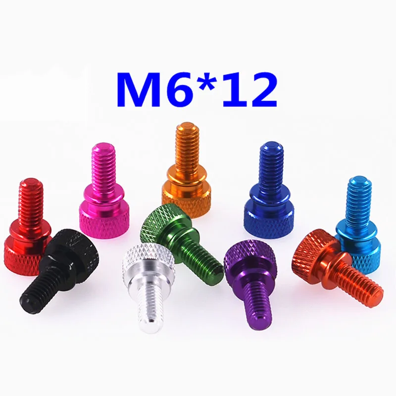 

1Pcs/5PCs/10Pcs/ M6x12mm/10mm/8mm Colourful Aluminum Knurled Head Computer Case Screw Hand Tighten Thumb Screws