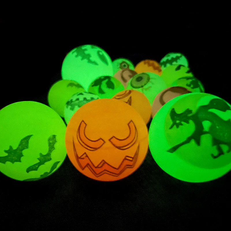6PCS Halloween Glow In The Dark Bouncing Balls Festival Theme Designs Luminous Bouncy Balls For Halloween Party Favor Supplies