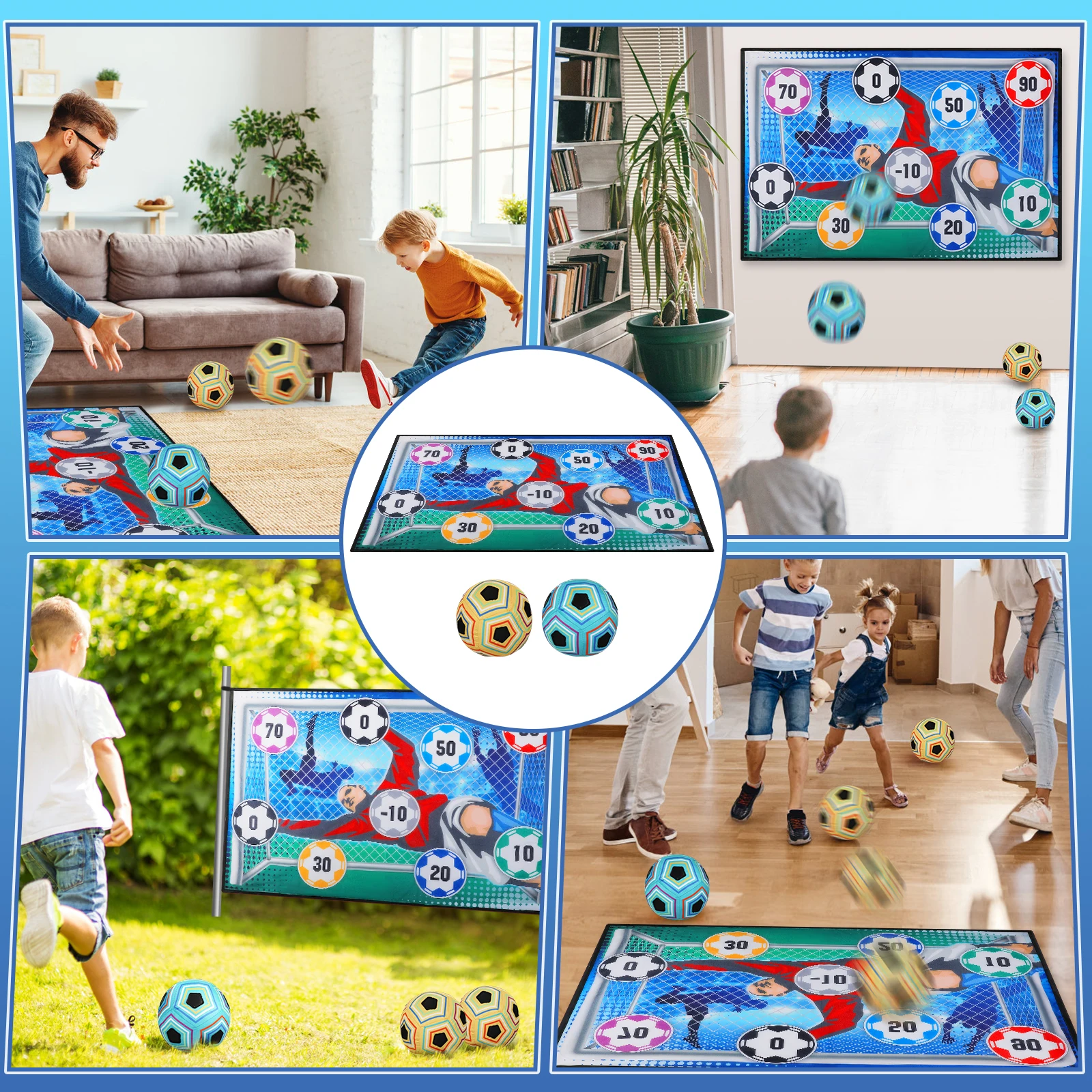 VATOS Football Ball Game Set for Kids Indoor Outdoor Soccer Train Sport Game Foldable Toys for 3 4 5 6 7 8 Years Old Boys Girls 5