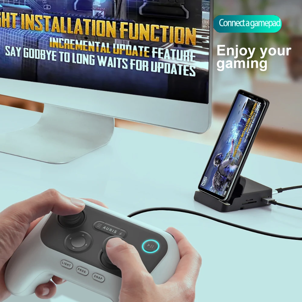 tipo c Docking Station Suporte do Telefone Dex Pad Station Usb c para Compatível com Hdmi Usb sd tf Carregador Adaptador para Samsung em 1 - Imagem 4