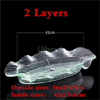 Description Picture 4 of itemAcrylic sashimi ice tray transparent cuisine sushi fruit plate seafood platter dry ice tray salmon oval tray kitchen tools