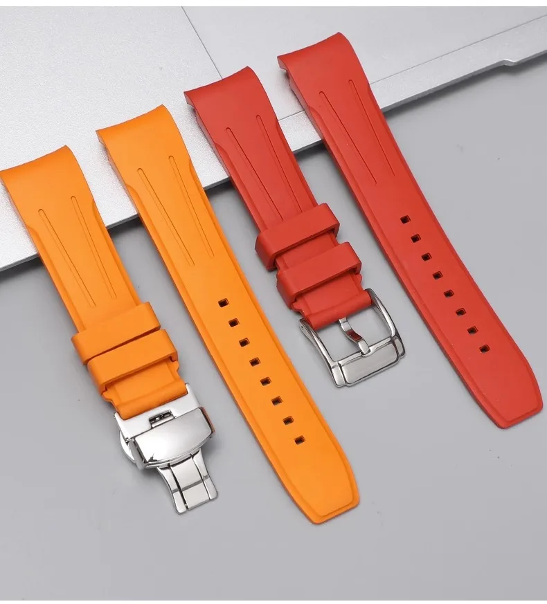 

New High Quality Fluororubber Watch Strap For Longines Omega Tissot Iwc Mido Citizen Curved Interface Watchband Silicone