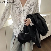 Chemisiers en dentelle évidés à manches longues pour femmes, voir à travers les chemises blanches, vêtements sexy, mode d'été, 2025 3