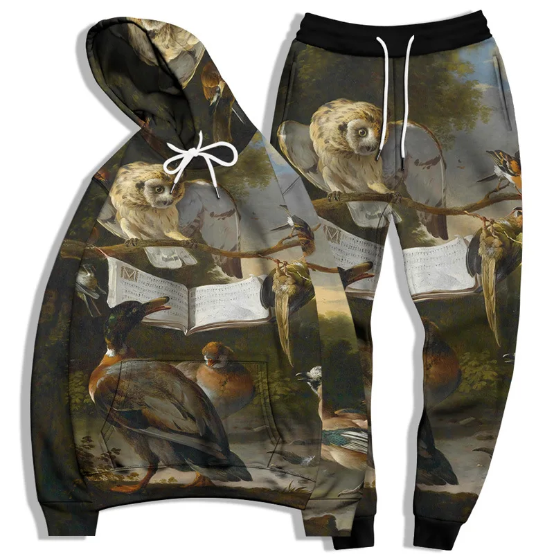 Autumn Animals Duck 3D Printed Hoodie Suit Men Sweatshirts Sweatpants Casual Fashion Two Piece Tracksuit Set Men's Clothing 6