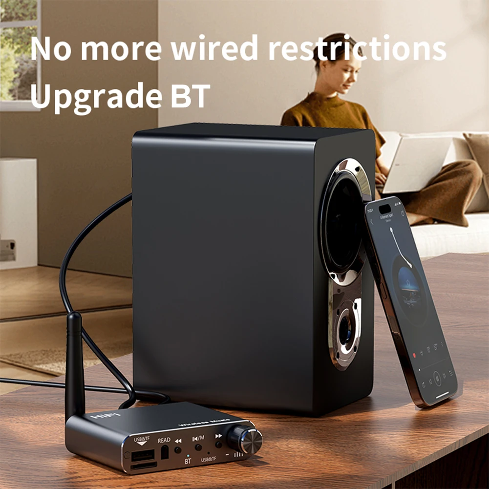 Bluetooth-Compatible 5.4 Audio Receiver Support U-Disk Playback TF Card Wireless Audio Adapter Music Receiver for TV Car Speaker