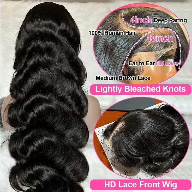 250 Density Body Wave Lace Front Wigs Human Hair Transparent Lace Frontal Wigs For Women 13x6 13x4 Human Hair Wigs