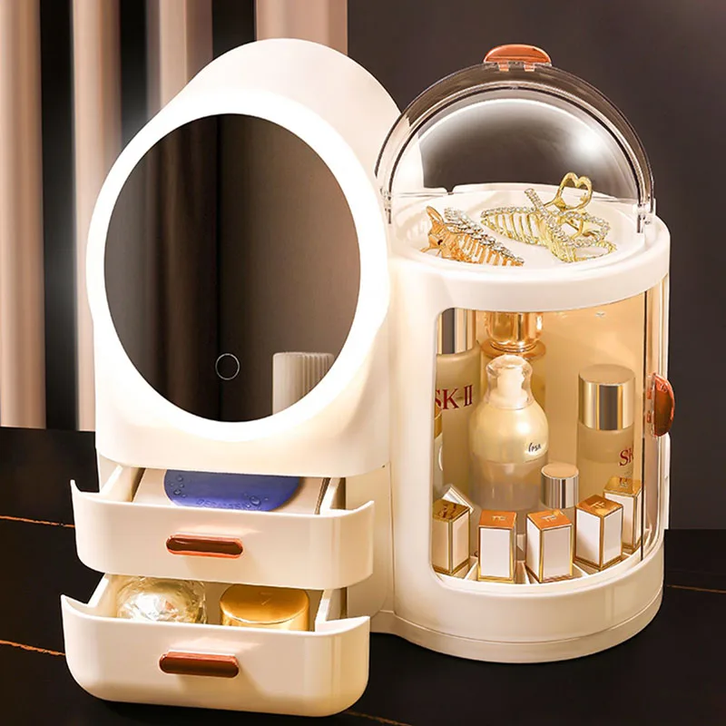 

Large Empty Makeup Box Gift Women Drawer Rotating Lid Perfume Makeup Box Cosmetic Organizer Drawer Caixas Household Products