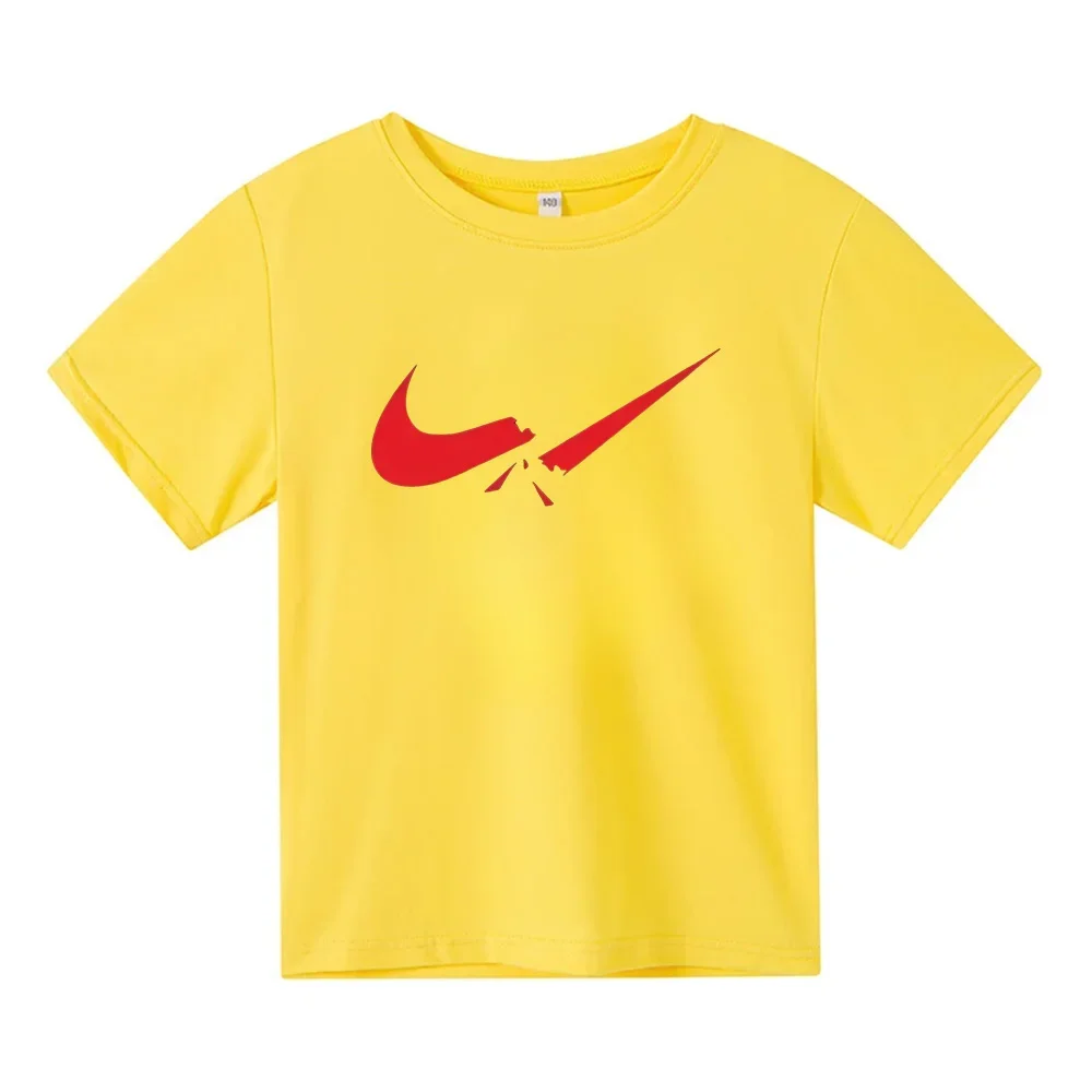 Summer Luxury Design Teen T-shirt Children's Brand Print Casual Short Sleeve Cotton T-shirt Boys Girls Baby Tee Top Kid Clothes 5