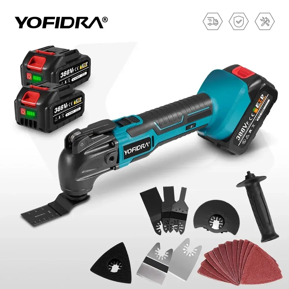 YOFIDRA Multifunction Oscillating Tool, electric saw trimmer shovel cutting woodworking machine compatible with Makita 18V battery pin