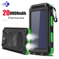 20000mAh Top Solar Power Bank Waterproof Emergency Charger External Battery with SOS Flashlight Poverbank for Xiaomi Samsung