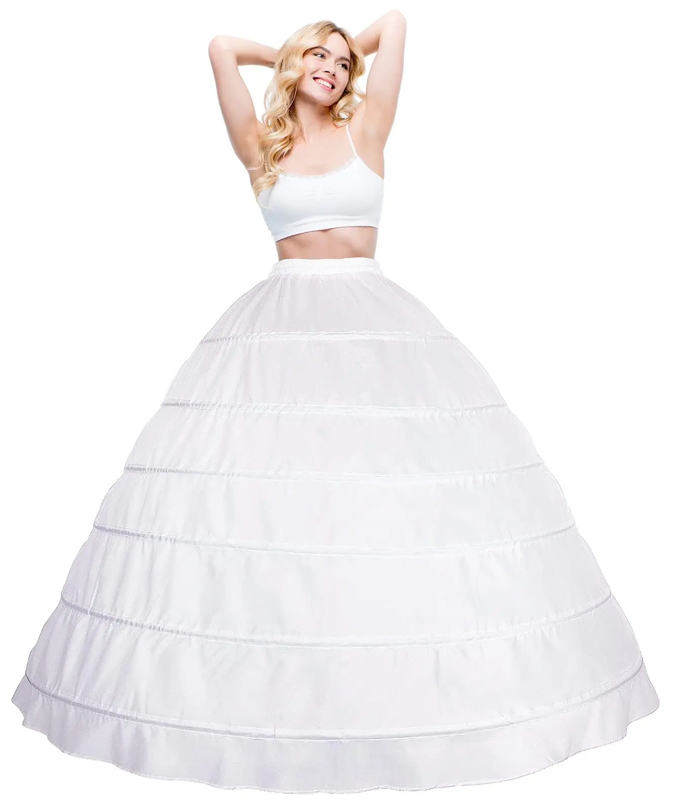 

Women Crinoline Petticoat A-line 6 Hoop Skirt Slips Long Underskirt for Wedding Bridal Dress Ball Gown