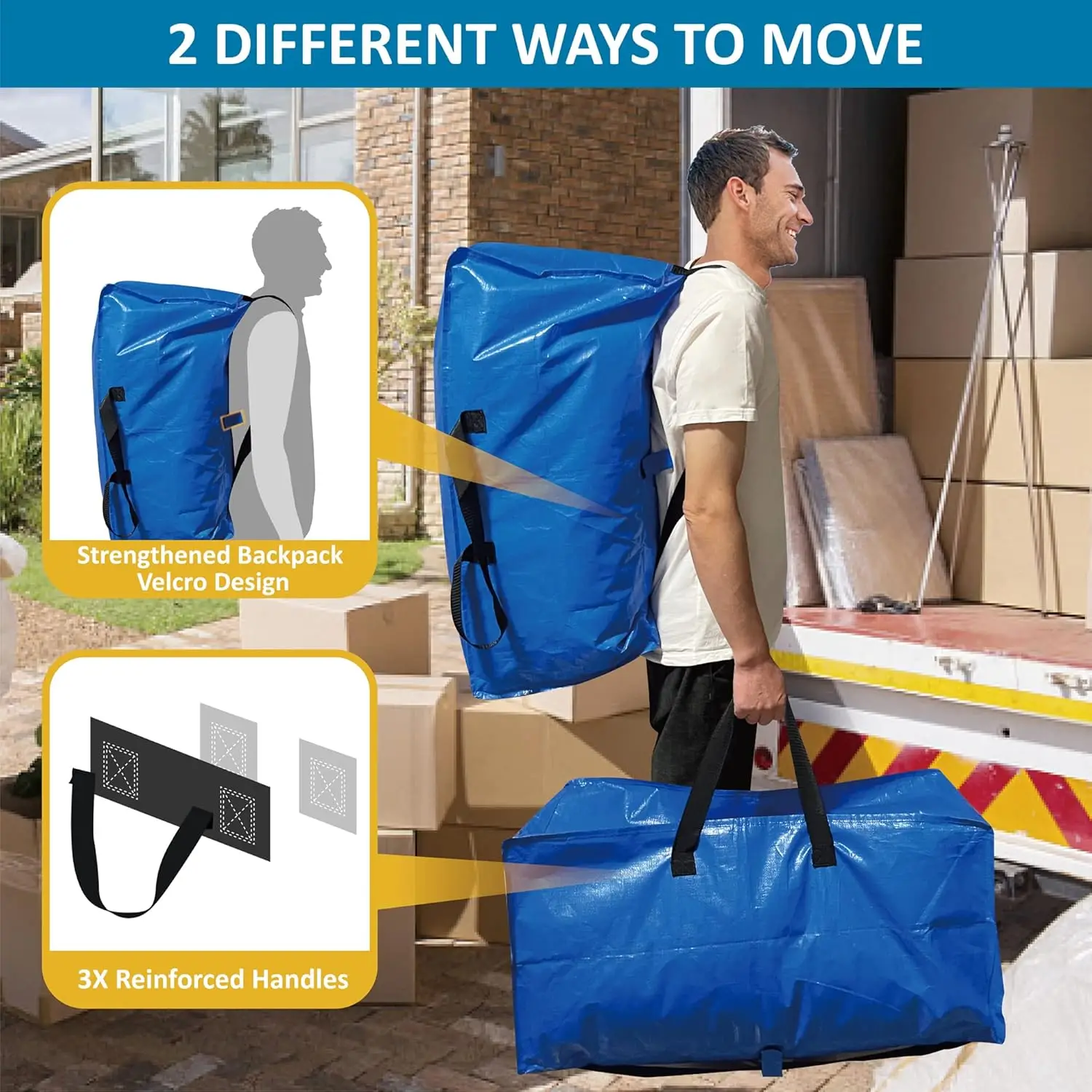 12 Pack Heavy Duty Extra Large Moving Bags with Backpack Straps & Large Vacuum Storage Bags Moving Supply Combo, Moving Totes wi 4