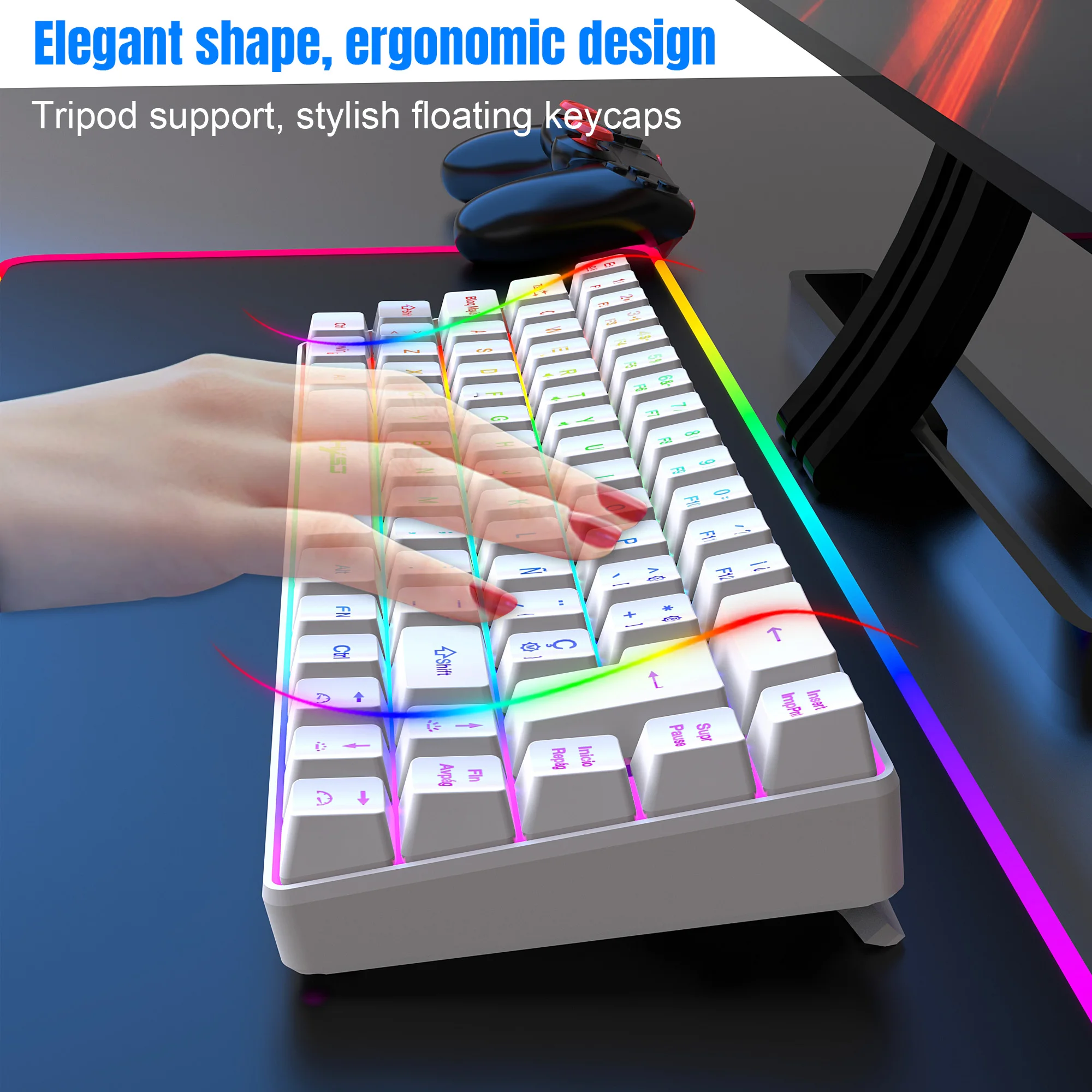 Philips Wired Mechanical Keyboard - Ergonomic With RGB Backlighting, USB Connection, For Windows/macOS