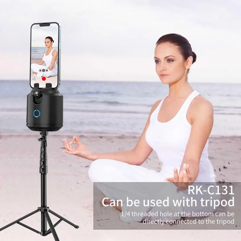 Stabilizzatore cardanico per telecamera con rilevamento automatico del viso Supporto per riprese intelligenti Treppiede con rotazione a 360° Selfie Stick per la registrazione di video vlog in diretta_voghion.com