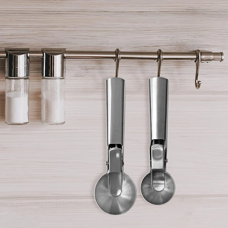 Stainless Steel Ice Cream Scoop Ice Cream Scooper with Trigger Multifunctional Fruit Scoop DIY Kitchen Supplies