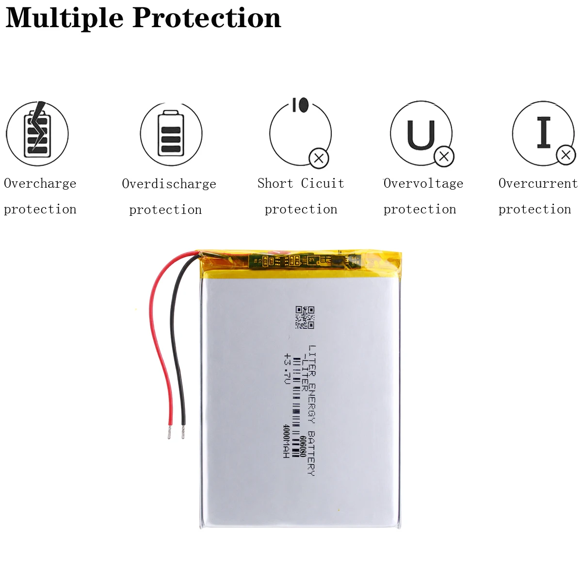Batteria agli ioni di litio/polimero da 3,7 V, 4000 mAh, 606080 per giocattoli, power bank, GPS