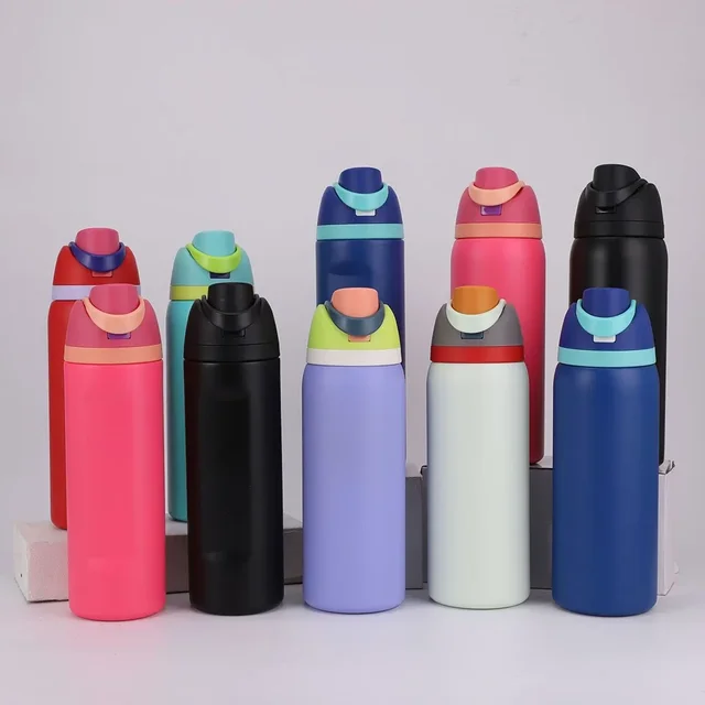 24/32oz Straw Double-Layer Insulated Cup 304 Stainless Steel Sports Water Bottle Travel Vacuum Flask for Outdoor Camping Sports 2