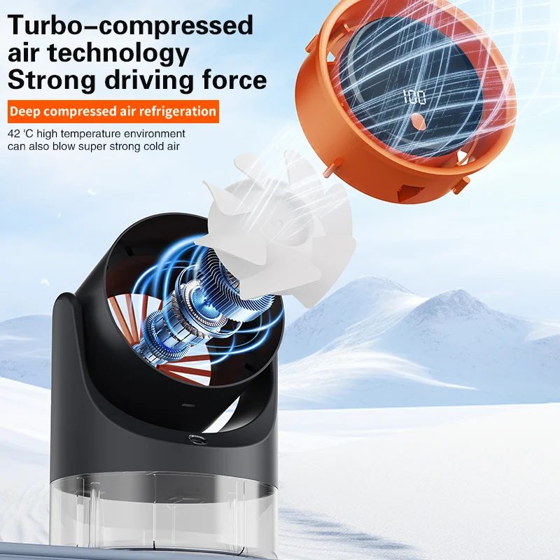 TINSOL New Compact Mini Electric With Single-Hole Mist Air Conditioner Ice-Cool Humidifying Circulating Fan 360°_voghion.com