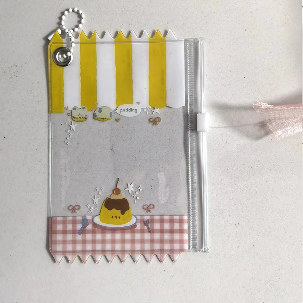 Cute Rib X-ray Photocard Holder with Keychain and Bowknot - 3-Inch Card Protect Sleeves