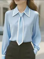 Women's fashion tie lapel design casual long-sleeved shirt - Image 3
