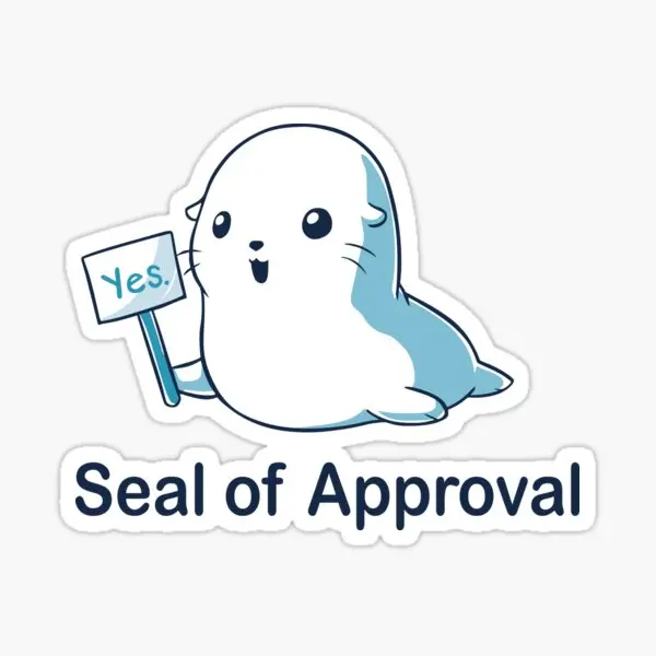

Seal Of Approval 5PCS Stickers for Print Window Water Bottles Cute Cartoon Home Kid Living Room Bumper Stickers Art Laptop Wall