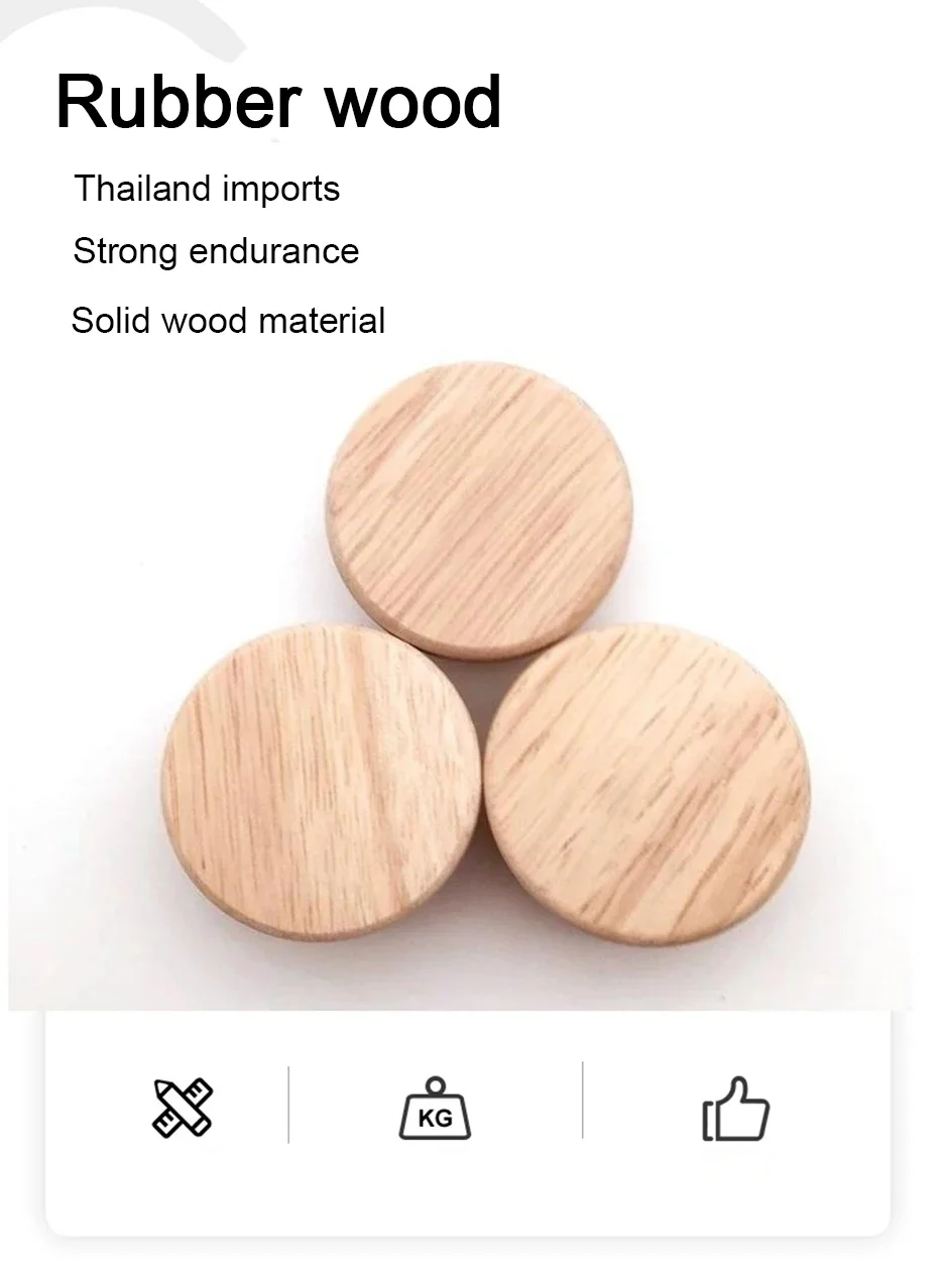 Description Picture 4 of item10 Round Wooden Cabinet Knobs Unfinished Wood cupboard Furniture Drawer Pulls Handles with Screws for Wardrobe Dresser Closet
