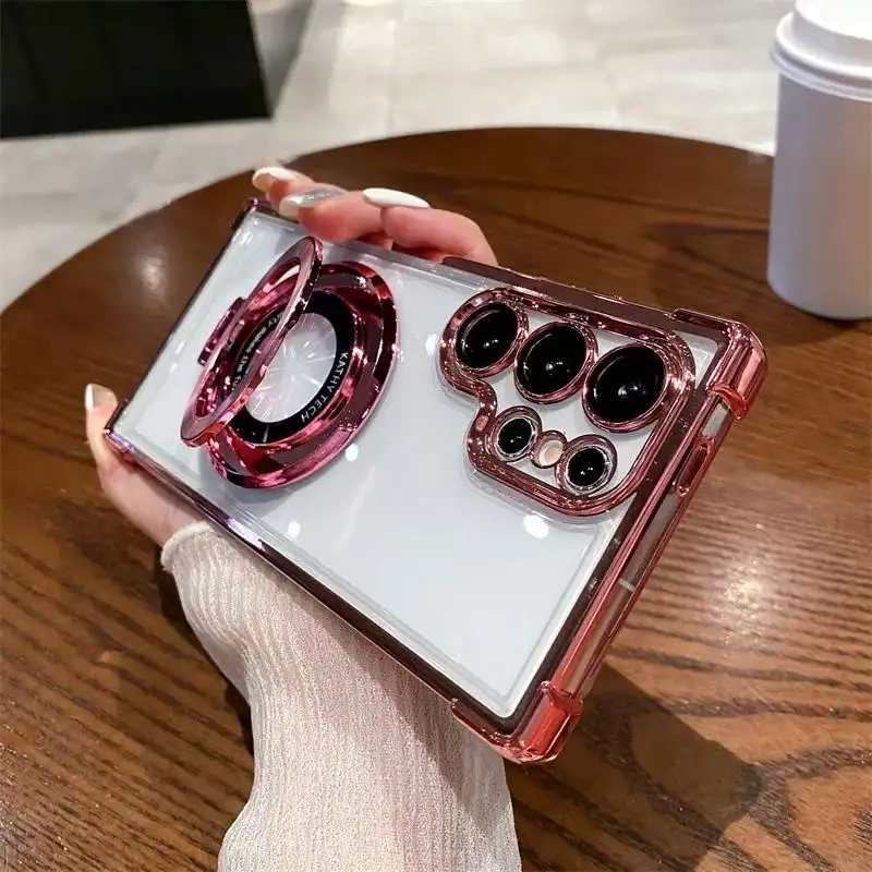 Transparent Electroplated Magnetic Stand Case Cover For Samsung Galaxy S26 S25 S24 S23 S22 S21 Ultra Plus FE A36 A35 A55 A54 A53 - Image 7